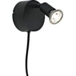 Spot aplicat GU10 max. 7W, negru, cu cablu on/off